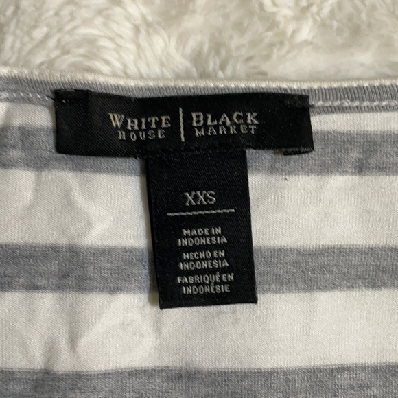 White House Black Market Grey and White Striped Top - Picture 3 of 7